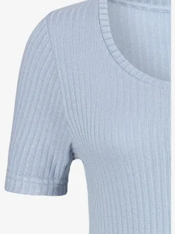 T-shirt à manches courtes avec patte de boutonnage et boutons imitation corne