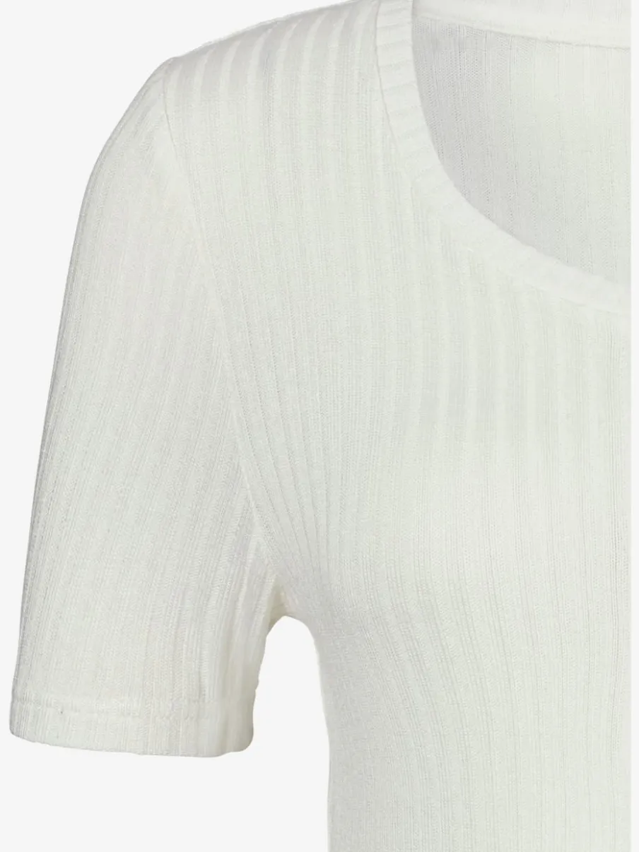T-shirt à manches courtes avec patte de boutonnage et boutons imitation corne