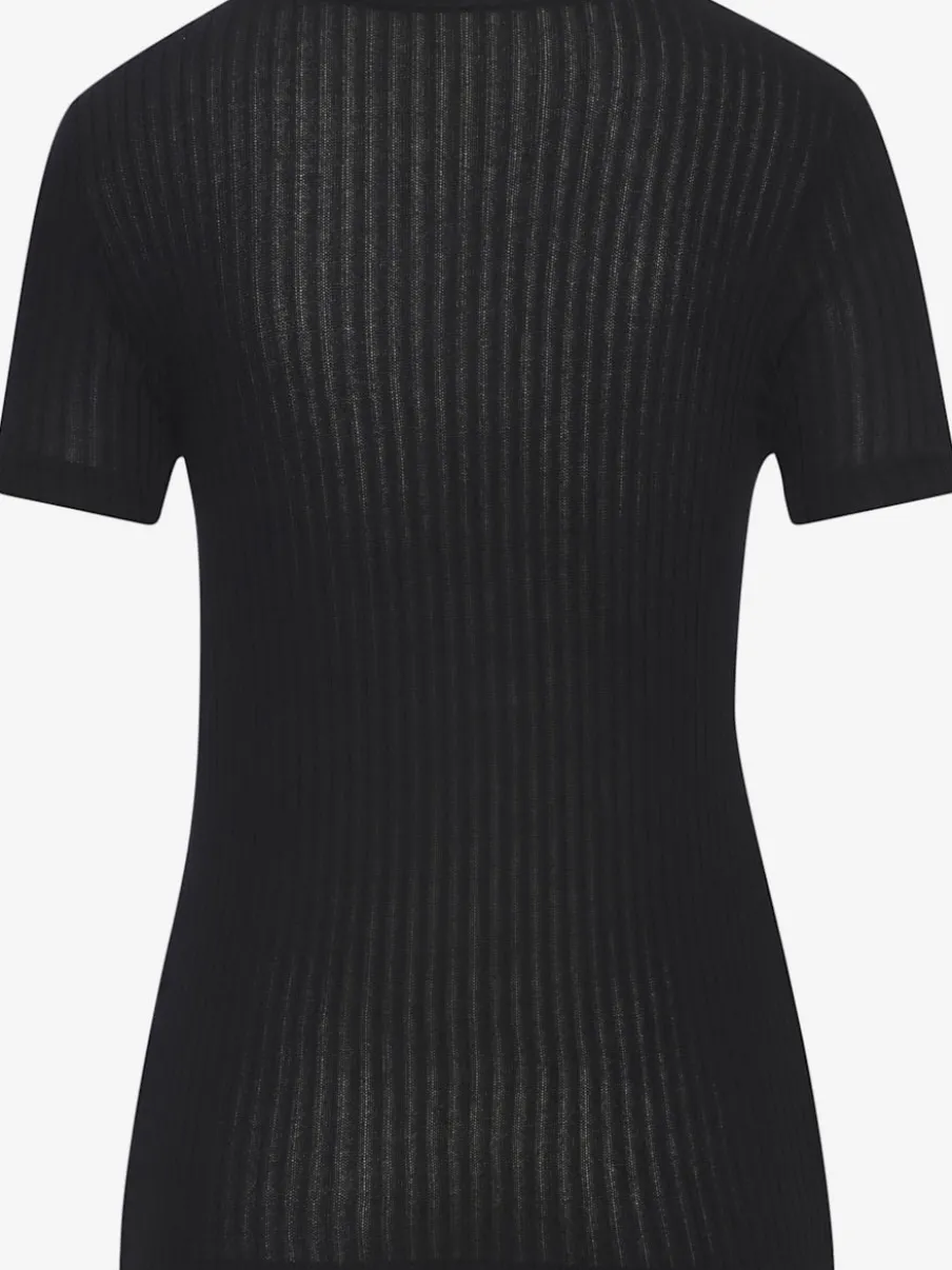 T-shirt à manches courtes avec patte de boutonnage et boutons imitation corne