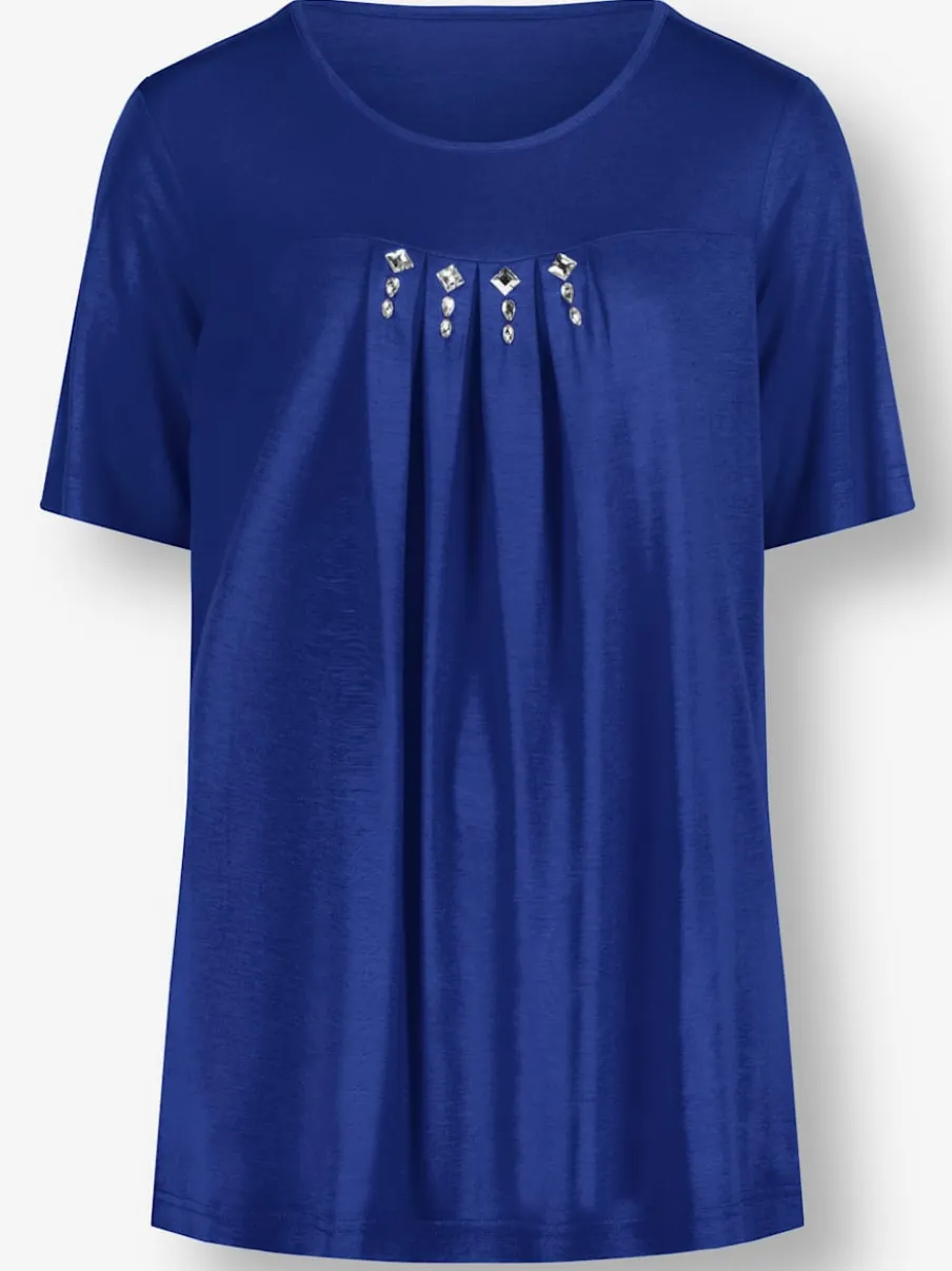 T-shirt à manches courtes avec plis creux et petites pierres