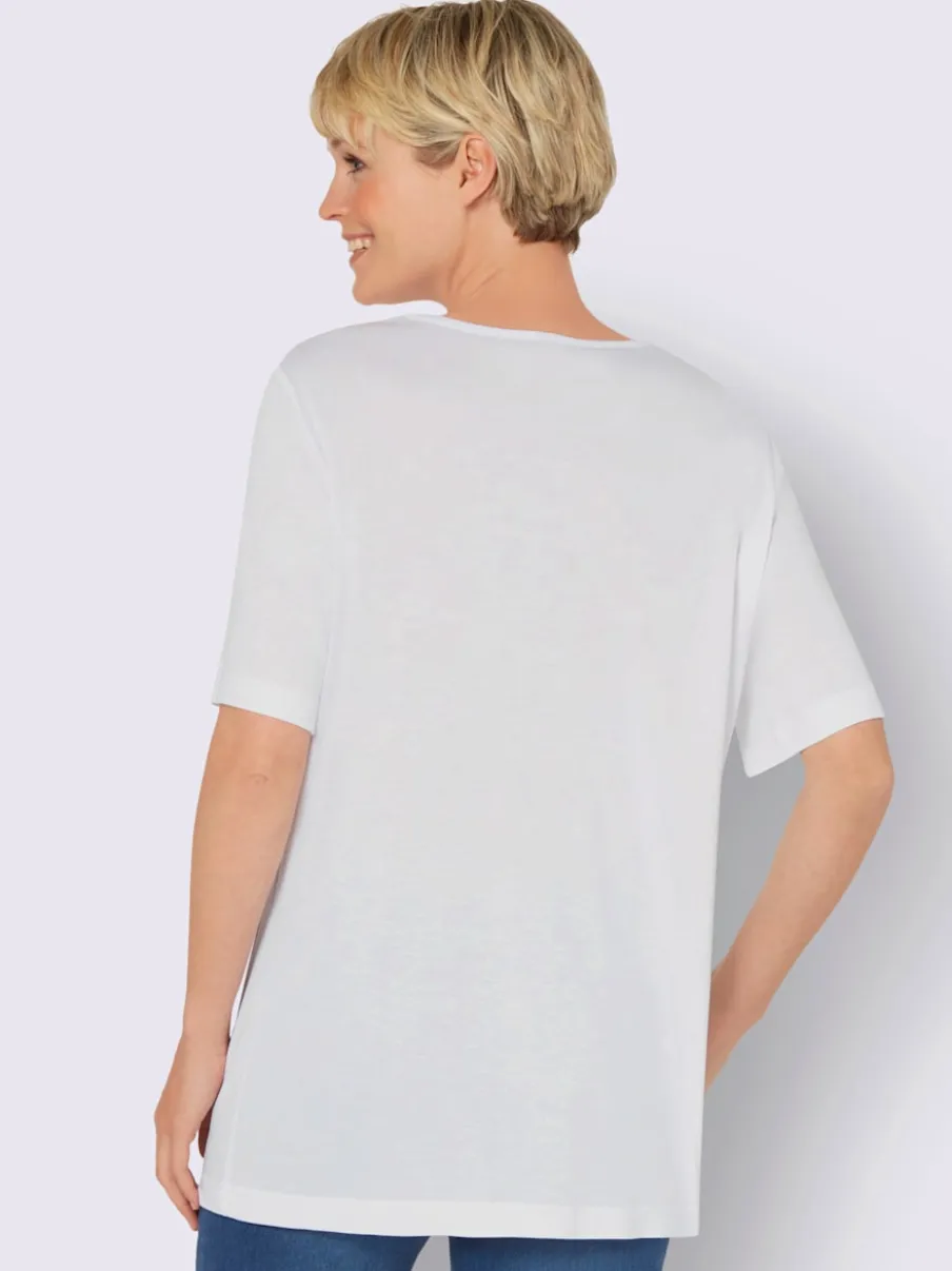 T-shirt à manches courtes avec plis creux et petites pierres