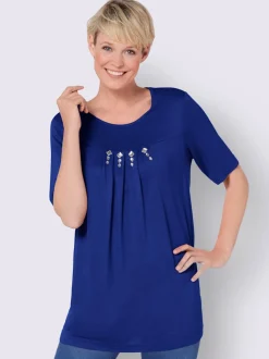 T-shirt à manches courtes avec plis creux et petites pierres