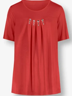 T-shirt à manches courtes avec plis creux et petites pierres