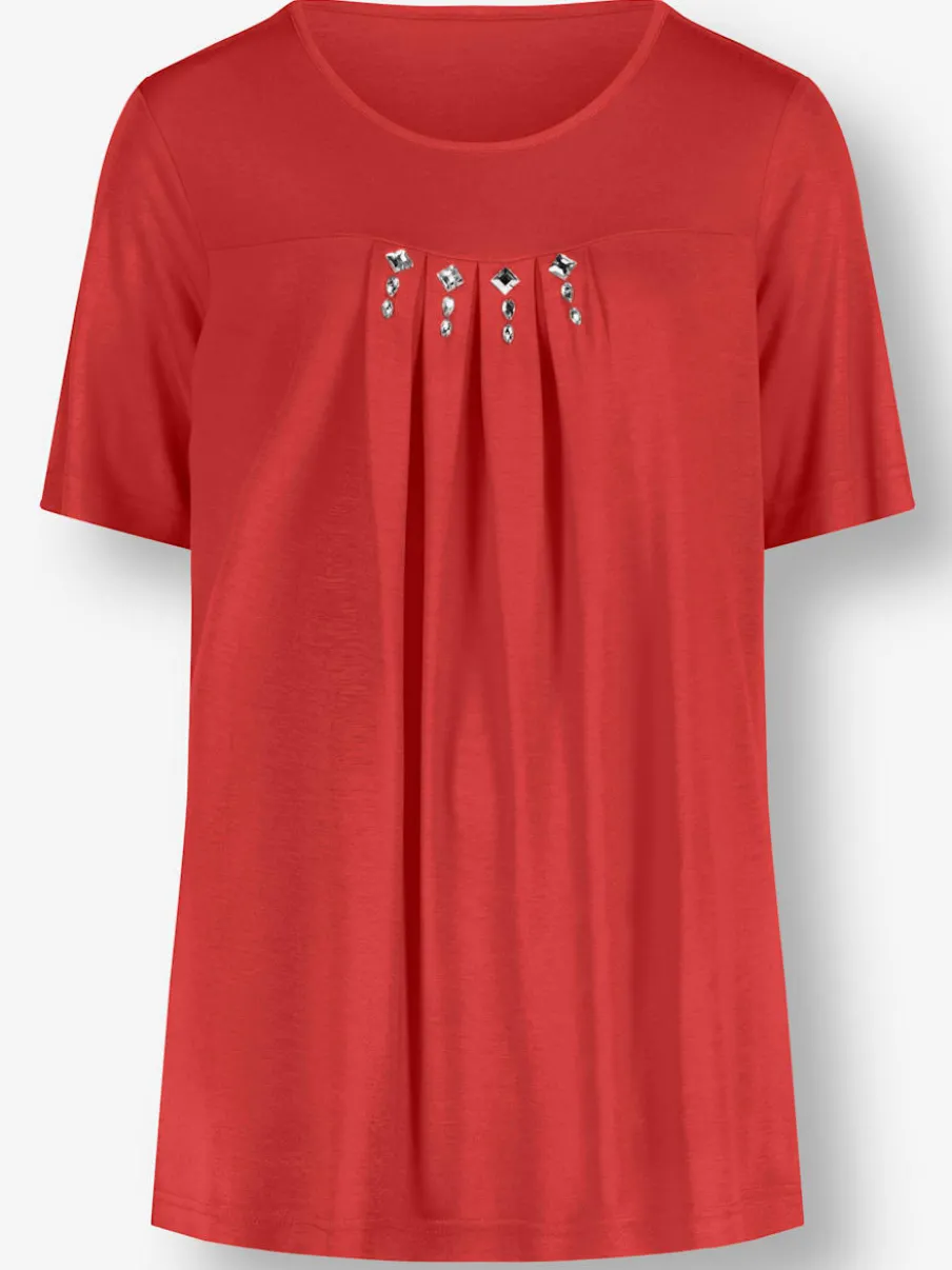 T-shirt à manches courtes avec plis creux et petites pierres
