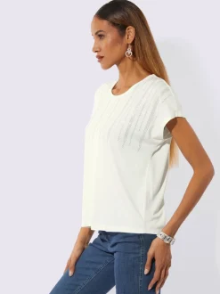 T-shirt à manches courtes avec petites pierres brillantes