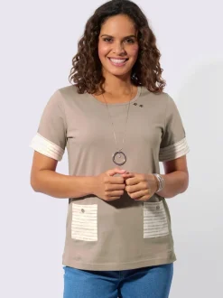 T-shirt à manches courtes avec poches rayées contrastées