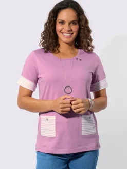 T-shirt à manches courtes avec poches rayées contrastées