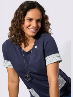 T-shirt à manches courtes avec poches rayées contrastées