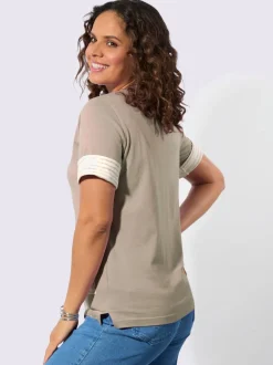 T-shirt à manches courtes avec poches rayées contrastées