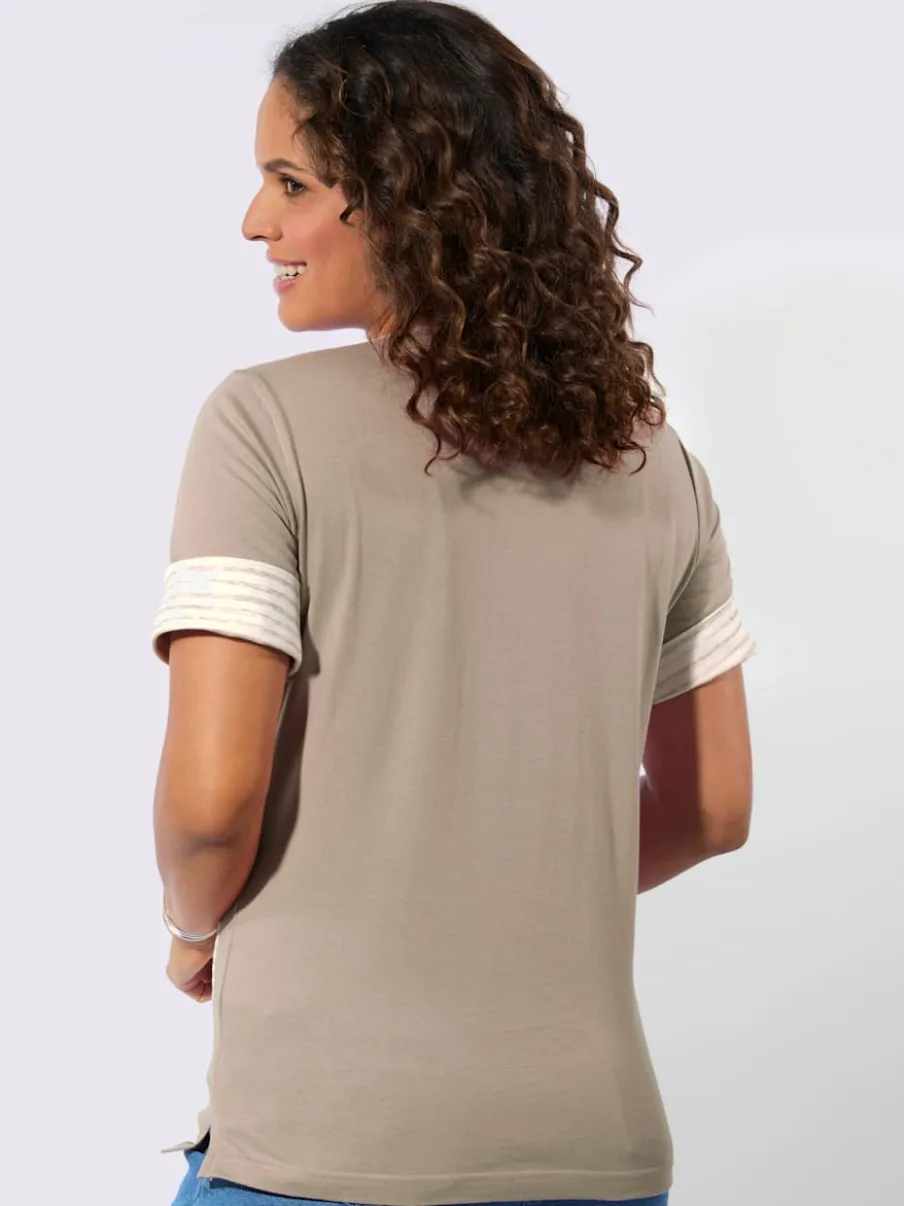 T-shirt à manches courtes avec poches rayées contrastées