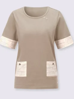 T-shirt à manches courtes avec poches rayées contrastées