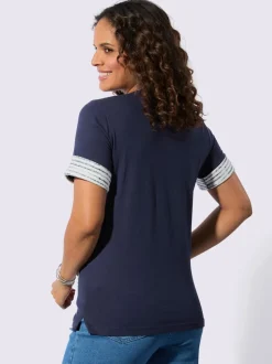 T-shirt à manches courtes avec poches rayées contrastées