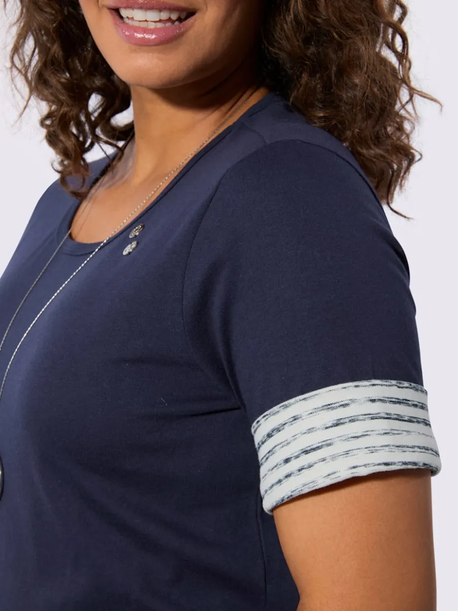 T-shirt à manches courtes avec poches rayées contrastées