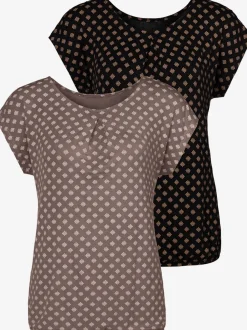 T-shirt à manches courtes avec plis et motif géométrique