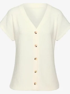 T-shirt à manches courtes avec patte de boutonnage et boutons imitation corne