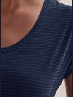 T-shirt à manches courtes avec rayures et col arrondi