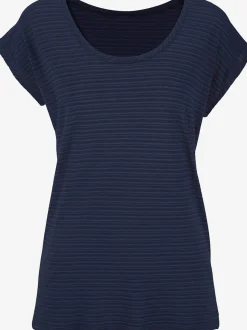 T-shirt à manches courtes avec rayures dévorées et coupe arrondie