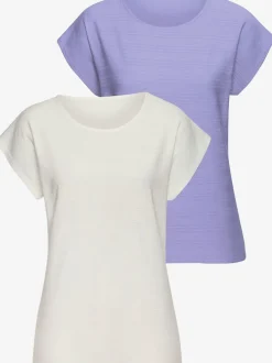 T-shirt à manches courtes avec structure rayée en coton doux