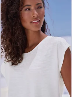 T-shirt à manches courtes avec structure rayée en coton doux