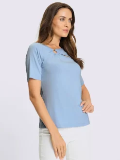 T-shirt à manches courtes col asymétrique avec découpe raffinée