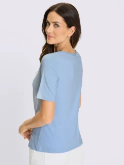 T-shirt à manches courtes col asymétrique avec découpe raffinée