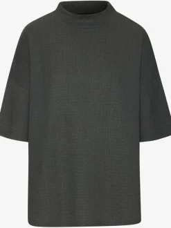 T-shirt à manches courtes col montant en crêpe structurée