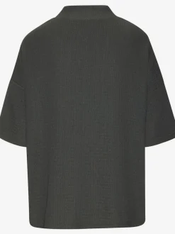 T-shirt à manches courtes col montant en crêpe structurée