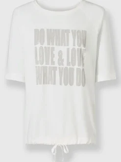T-shirt à manches courtes col rond avec inscription brillante