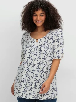 T-shirt à manches courtes découpe avec perles décoratives à l'encolure