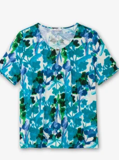 T-shirt à manches courtes découpe avec perles décoratives à l'encolure