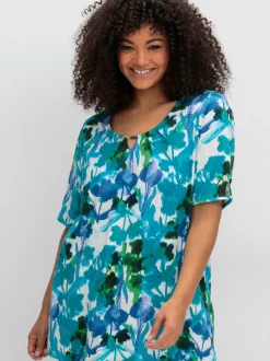 T-shirt à manches courtes découpe avec perles décoratives à l'encolure