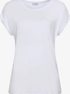 T-shirt à manches courtes encolure ronde avec forme fluide.