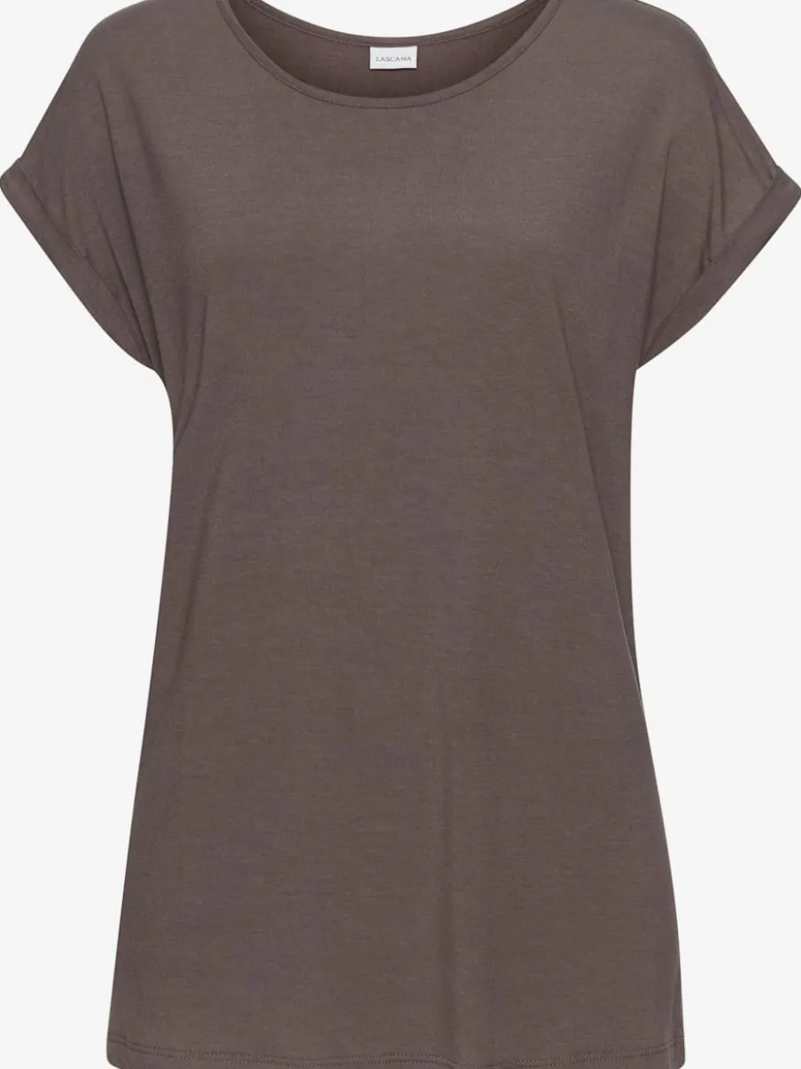 T-shirt à manches courtes encolure ronde avec forme fluide.