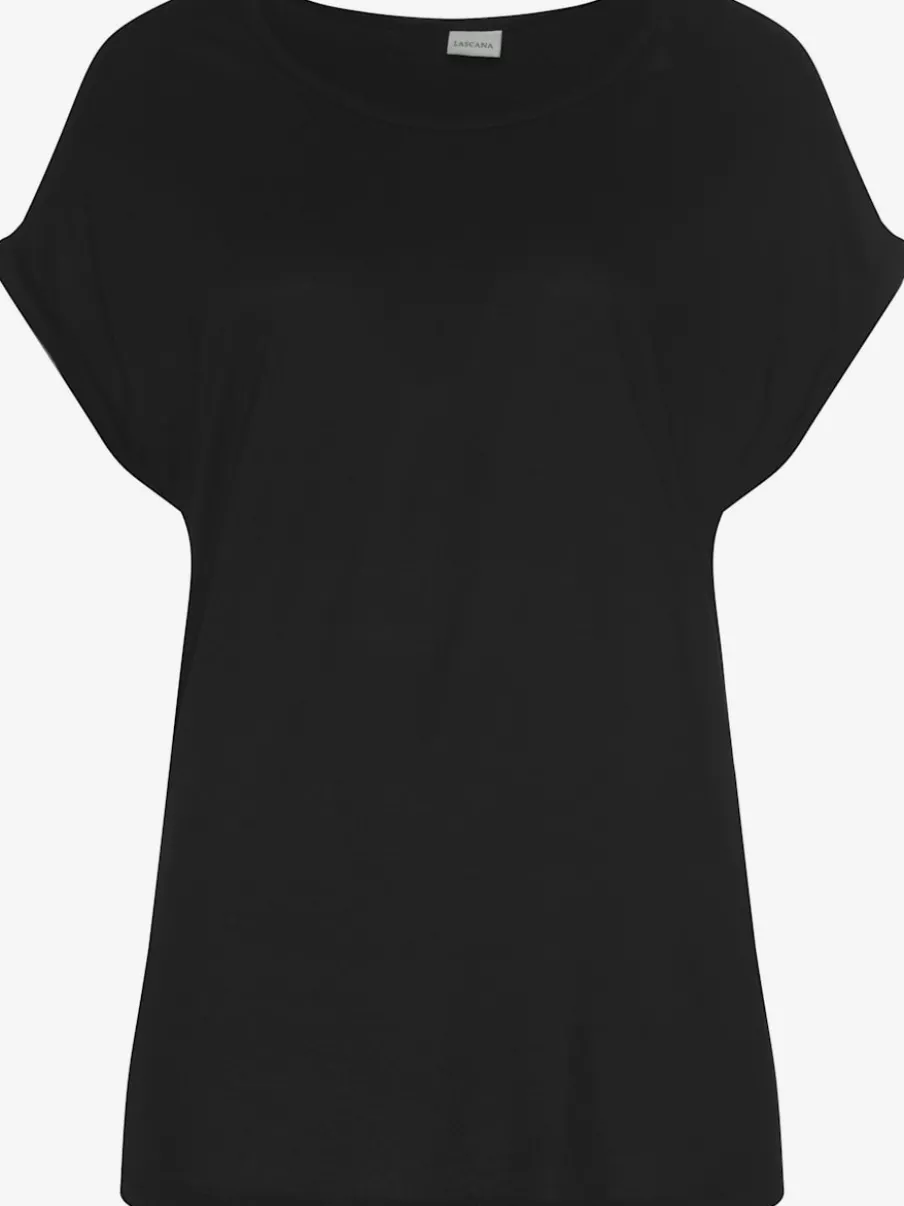 T-shirt à manches courtes encolure ronde avec forme fluide.