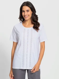 T-shirt à manches courtes en coton avec dentelle délicate