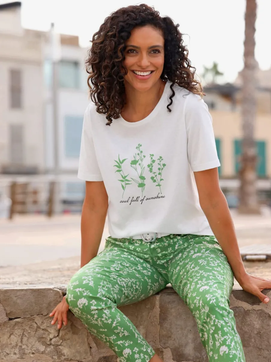 T-shirt à manches courtes en coton avec motif floral