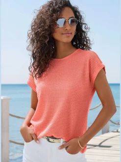 T-shirt à manches courtes en matière gaufrée légère