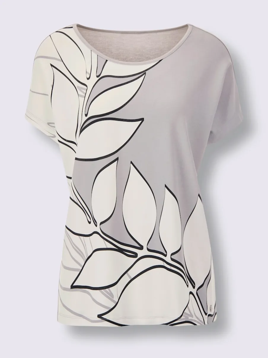 T-shirt à manches courtes en modal avec imprimé feuilles