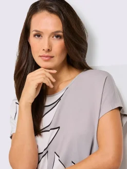 T-shirt à manches courtes en modal avec imprimé feuilles