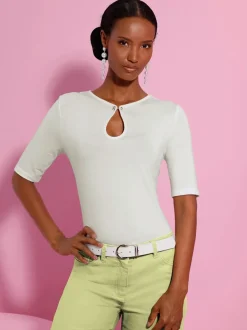 T-shirt à manches courtes en modal avec col goutte