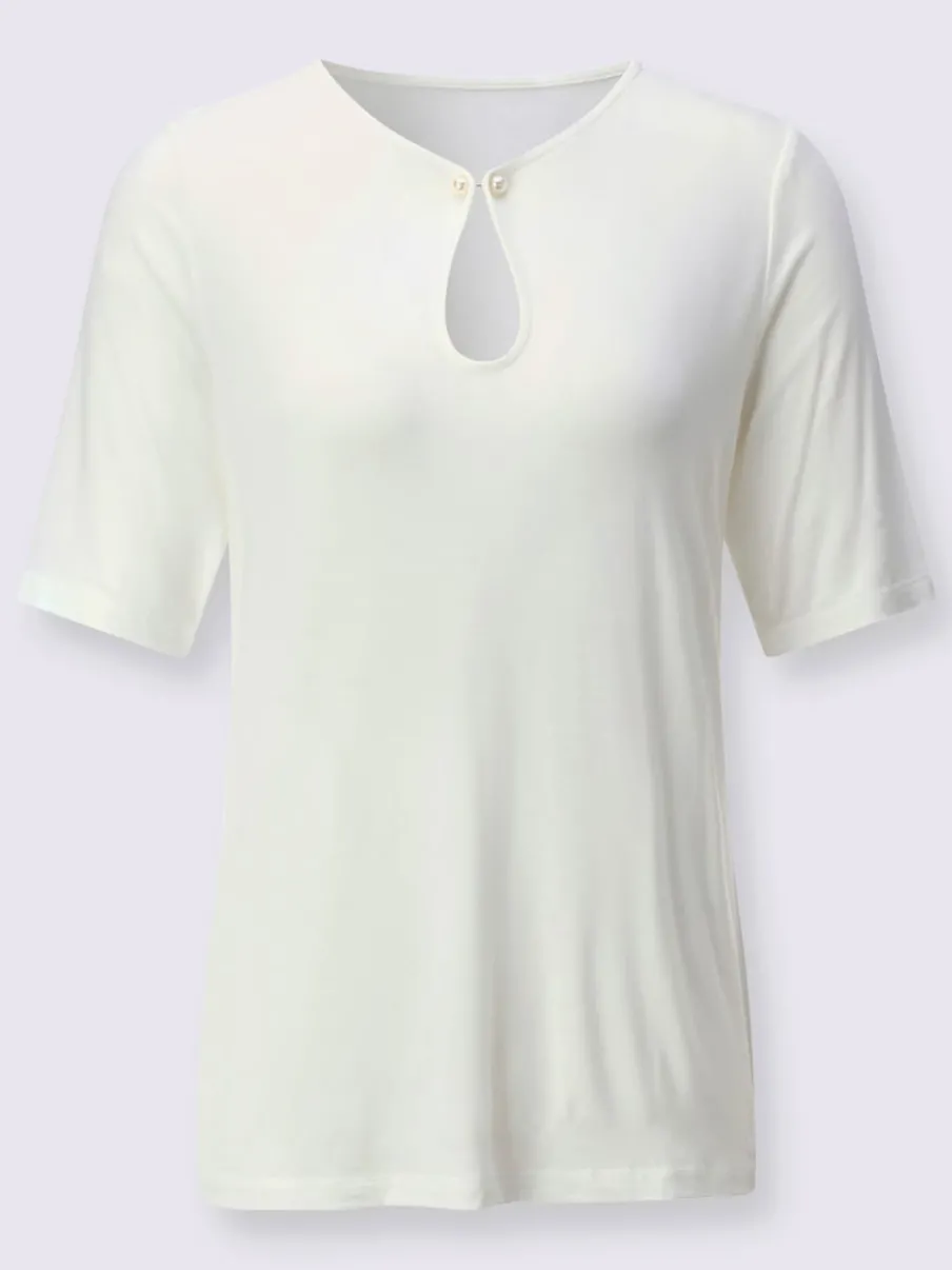 T-shirt à manches courtes en modal avec col goutte