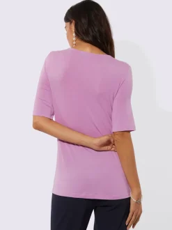 T-shirt à manches courtes en modal avec col goutte