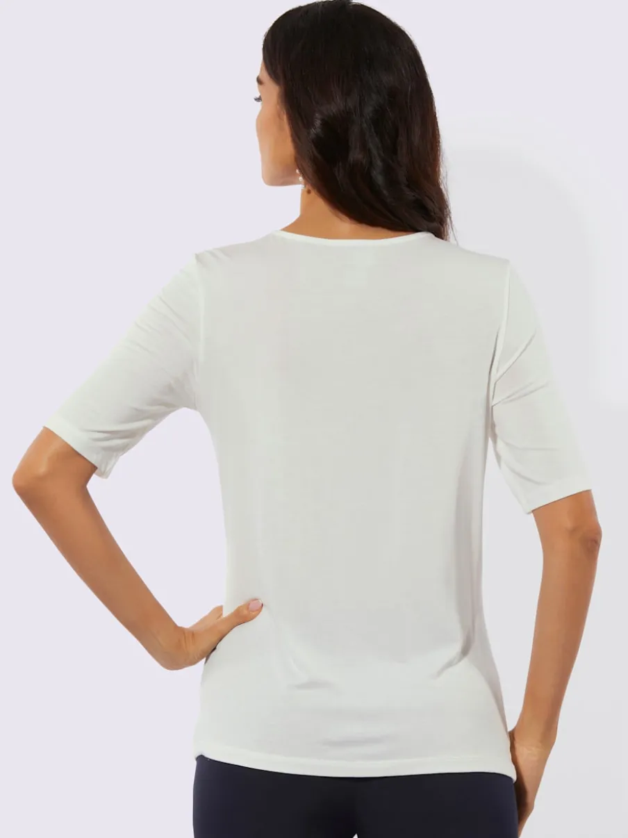 T-shirt à manches courtes en modal avec col goutte