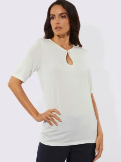 T-shirt à manches courtes en modal avec col goutte