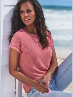 T-shirt à manches courtes en piqué ultra-douce avec coupe décontractée