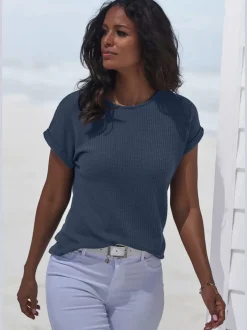 T-shirt à manches courtes en piqué ultra-doux avec revers fixe
