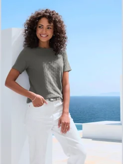 T-shirt à manches courtes en tricot fin ajouré