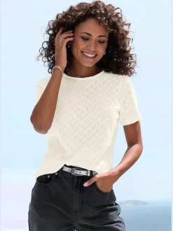 T-shirt à manches courtes en tricot fin ajouré
