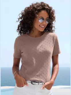 T-shirt à manches courtes en tricot fin ajouré