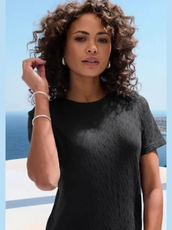 T-shirt à manches courtes en tricot fin ajouré